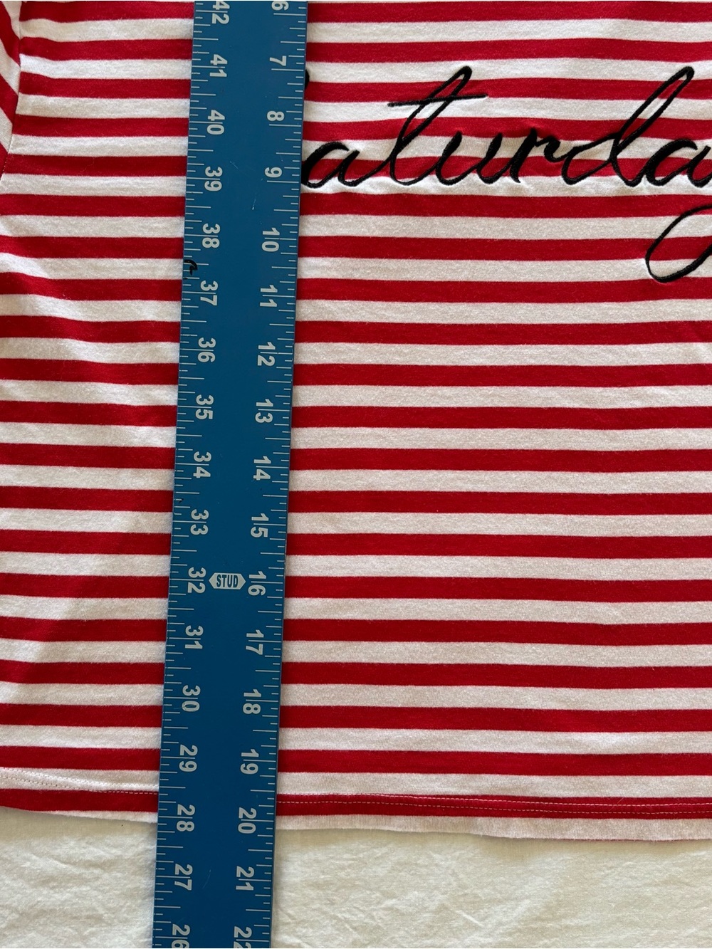 H&M Red White Stripe Saturday Parisian Chic French Girl Nautical Long Sleeve Tee - Picture 9 of 12